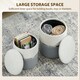 image 4 of HOMCOM Round Storage Ottoman Set of 2, Nesting Footrest Stool | Grey | Cream and grey | Φ36 x 45H cm (large), Φ31.5 x 39H cm (small)