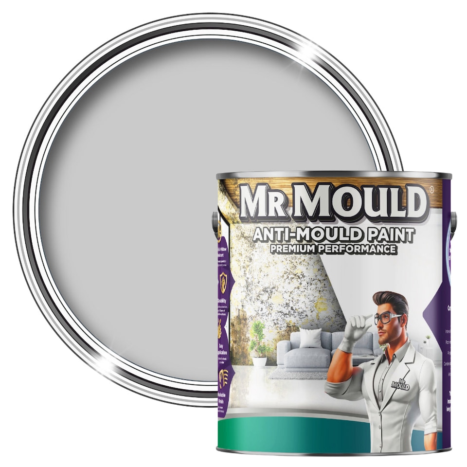 image 1 of MR MOULD - Anti-Mould Paint - Premium Colour & Protection for Interior Walls & Ceilings - Dove Grey - 5L