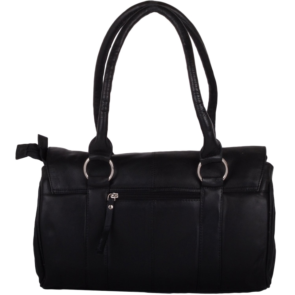 image 1 of London Leathergoods Womens Soft Premium Geunine Leather Large Shoulder / Hand Bag | Black | Black