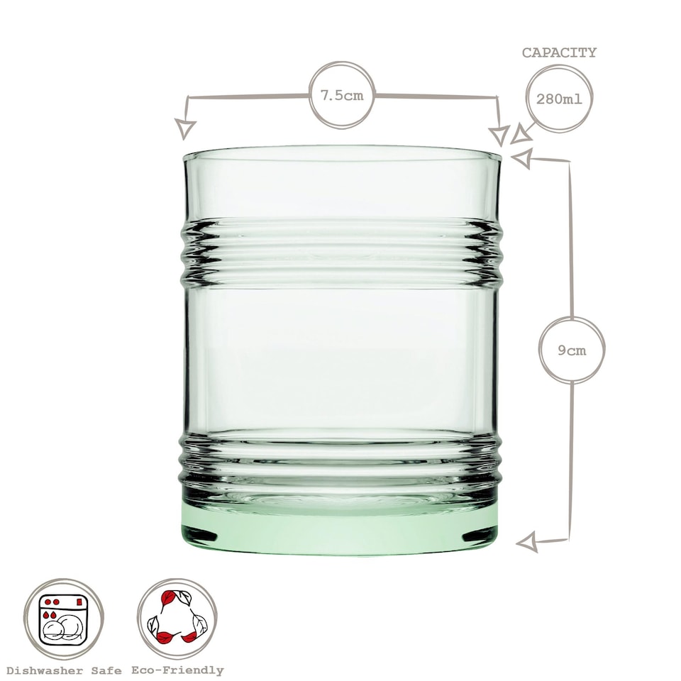 image 1 of Pasabache Aware Tincan Recycled Glass Tumblers - 280ml - Green - Pack of 4