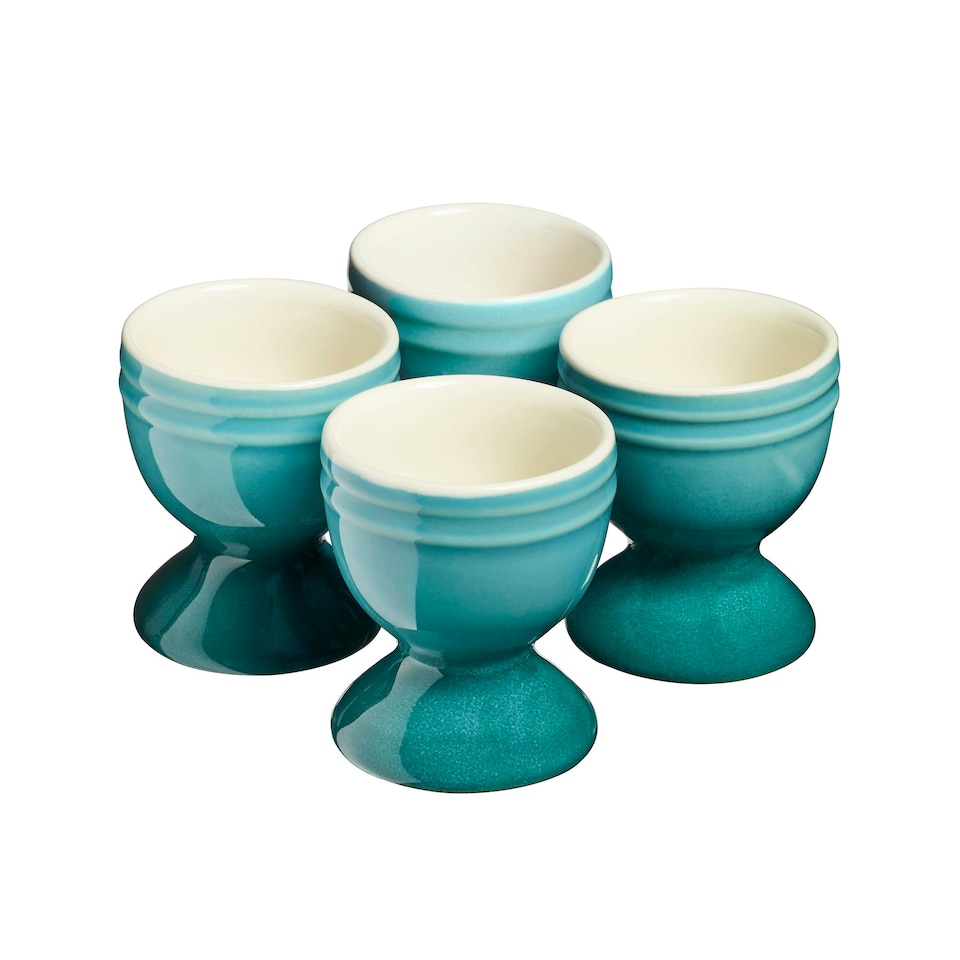 image 1 of Cooks Professional 4 Piece Egg Cup Set | Made From Durable Stoneware | Teal