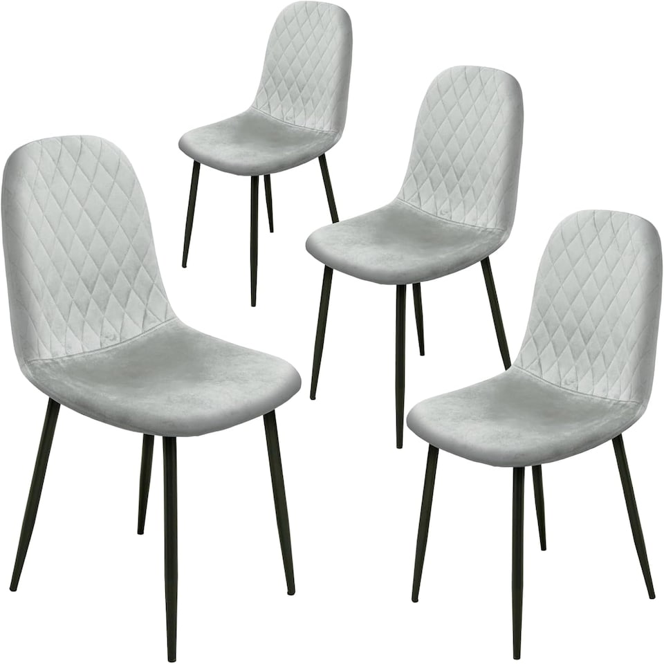 image 1 of Alivio Set of 4 Velvet Dining Chairs Fabric Upholstered seat (Grey)