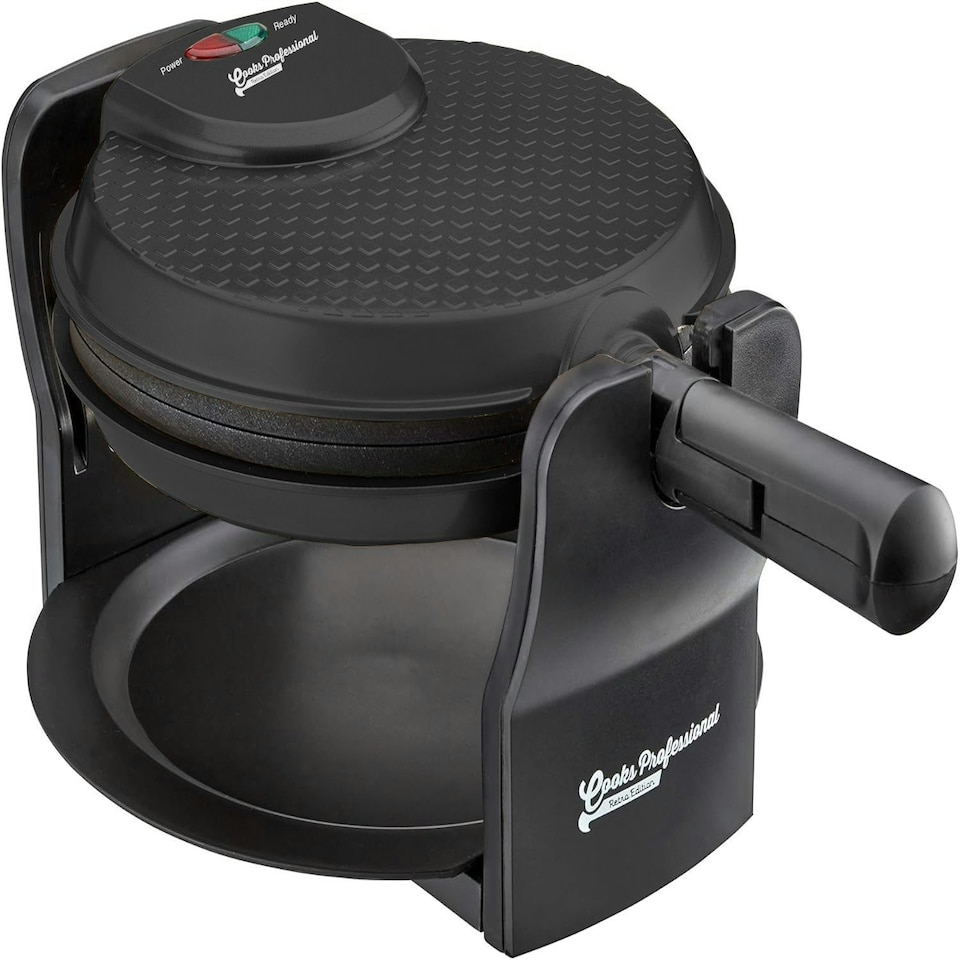 image 1 of Cooks Professional Luxury Rotary Waffle Maker | Powerful 920W | Non-Stick | Easy Clean | Black