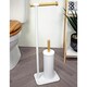 image 1 of Showerdrape Sonata White & Bamboo Toilet Roll Holder & Toilet Brush Combination