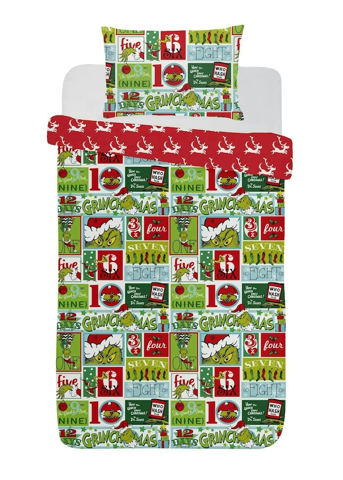 image 1 of The Grinch 12 Days of Christmas Duvet Cover Set - Single