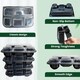 image 3 of Black 4 Compartment Meal Prep Containers With Lid Plastic Microwave Safe Food Storage Box 30pc