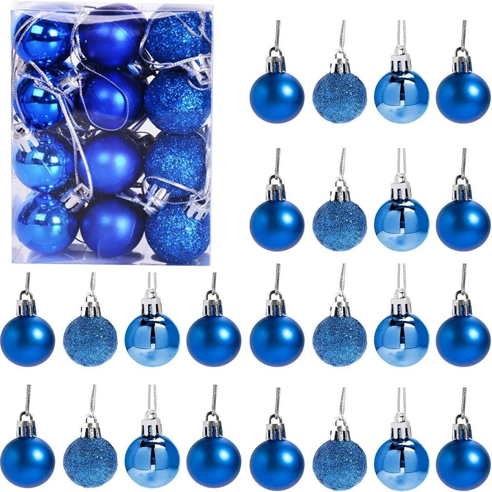 image 1 of 30mm/24Pcs Christmas Baubles Shatterproof Blue,Tree Decorations