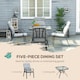image 4 of Outsunny Garden Dining Set, Glass Table w/ Umbrella Hole Grey