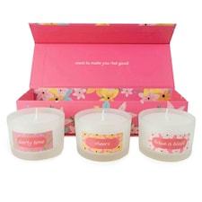 Candlelight Celebration Set of 3 Candles Gift Box Pink Floral | Pink | One Size | 1