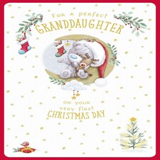 Bear Sitting On The Moon Granddaughters First Christmas Card