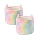 image 1 of OHS 2 Pack Tie Dye Storage Basket Soft Faux Fur Fleece Laundry Clothes Toys Organiser Hamper With Handles | Multi