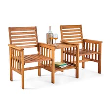 VonHaus Meranti Hardwood 2 Seater Garden Jack & Jill Love Seat Brown