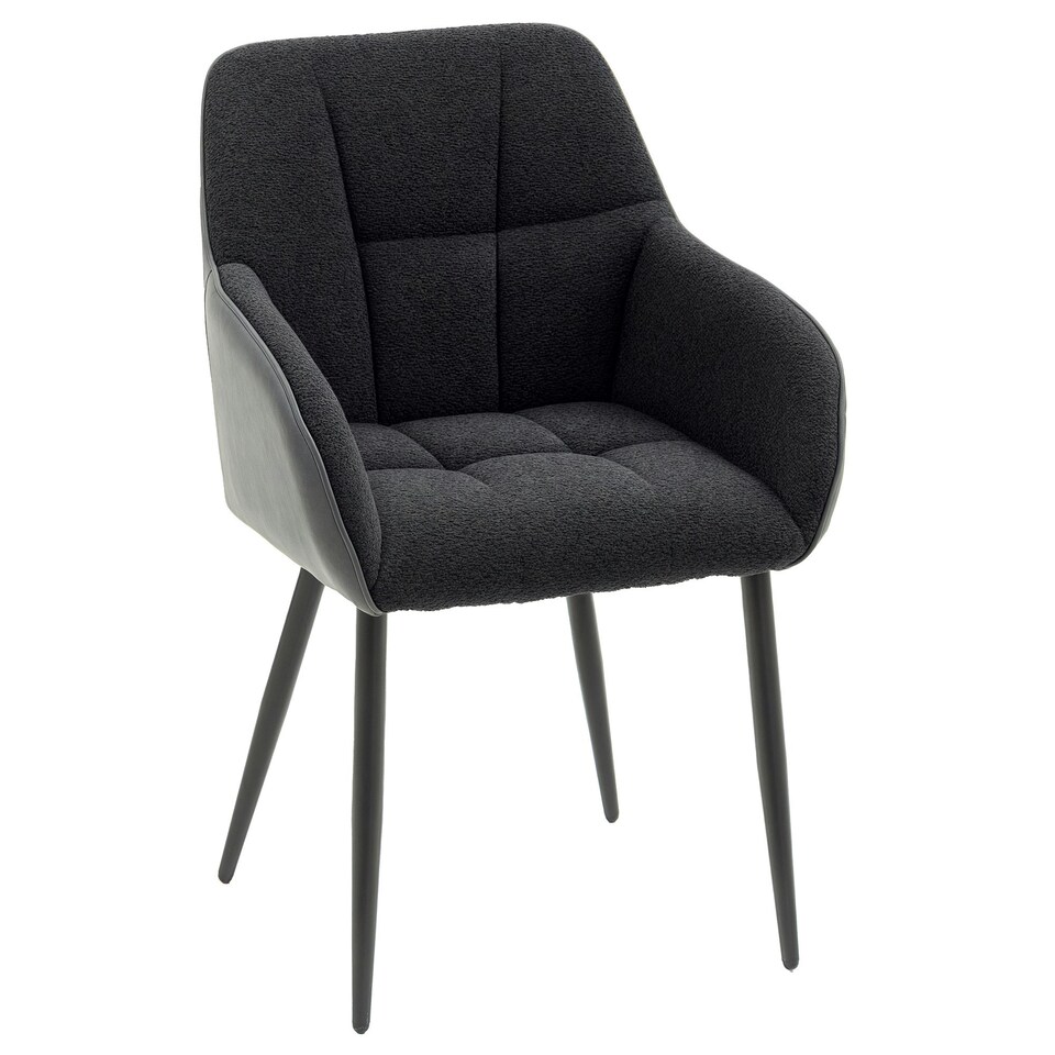image 1 of HOMCOM Accent Chair w/ Foot Pads and Chenille Fabric Arm Chair, Black
