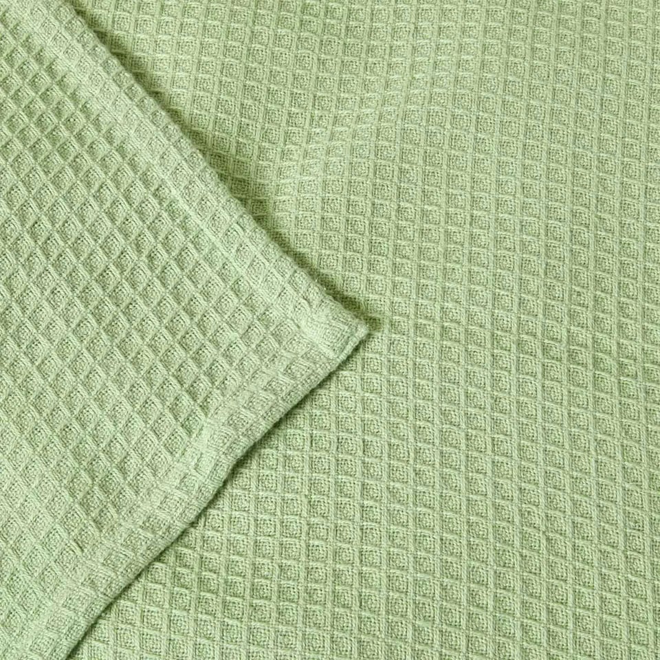 image 1 of Homescapes Organic Cotton Waffle Blanket/ Throw Sage Green - 250 x 230 cm