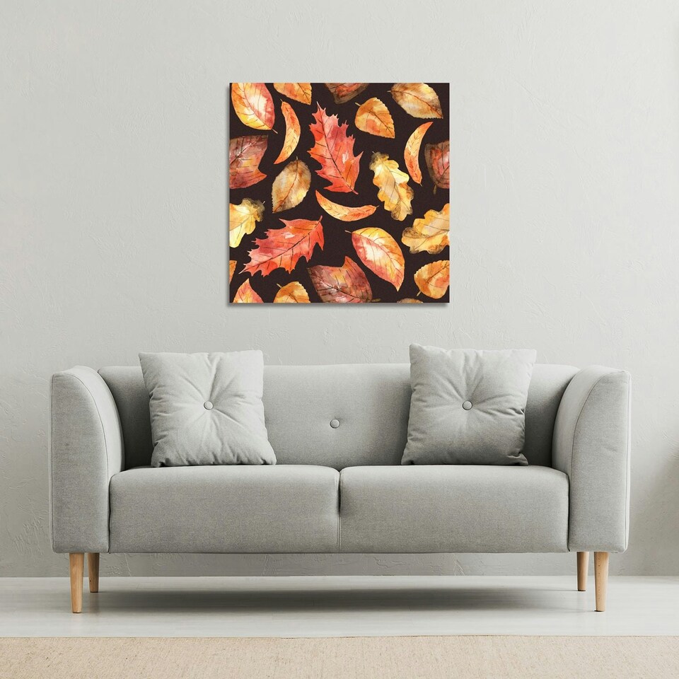 image 1 of Autumn Leaves on Black (Canvas Print) 127 x 127 x 4cm