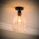 image 3 of ValueLights Cheltenham Black Flush Ceiling Light Ribbed Shade and Bulb
