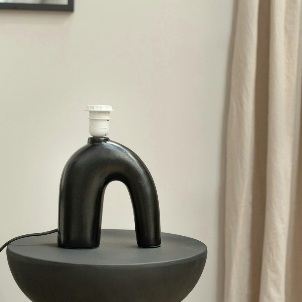 image 1 of ValueLights Lia Black Arch Abstract Ceramic Table Lamp Base Black