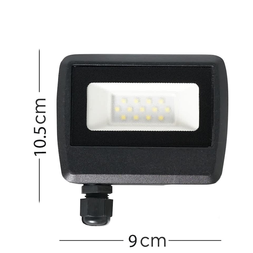 image 1 of ValueLights LED 10w IP65 Black Outdoor Garden Flood Wall Light In Cool White