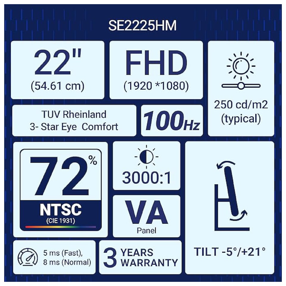 image 1 of Dell SE2225HM 21.5-Inch VA Full HD 100Hz 5ms VGA HDMI Monitor