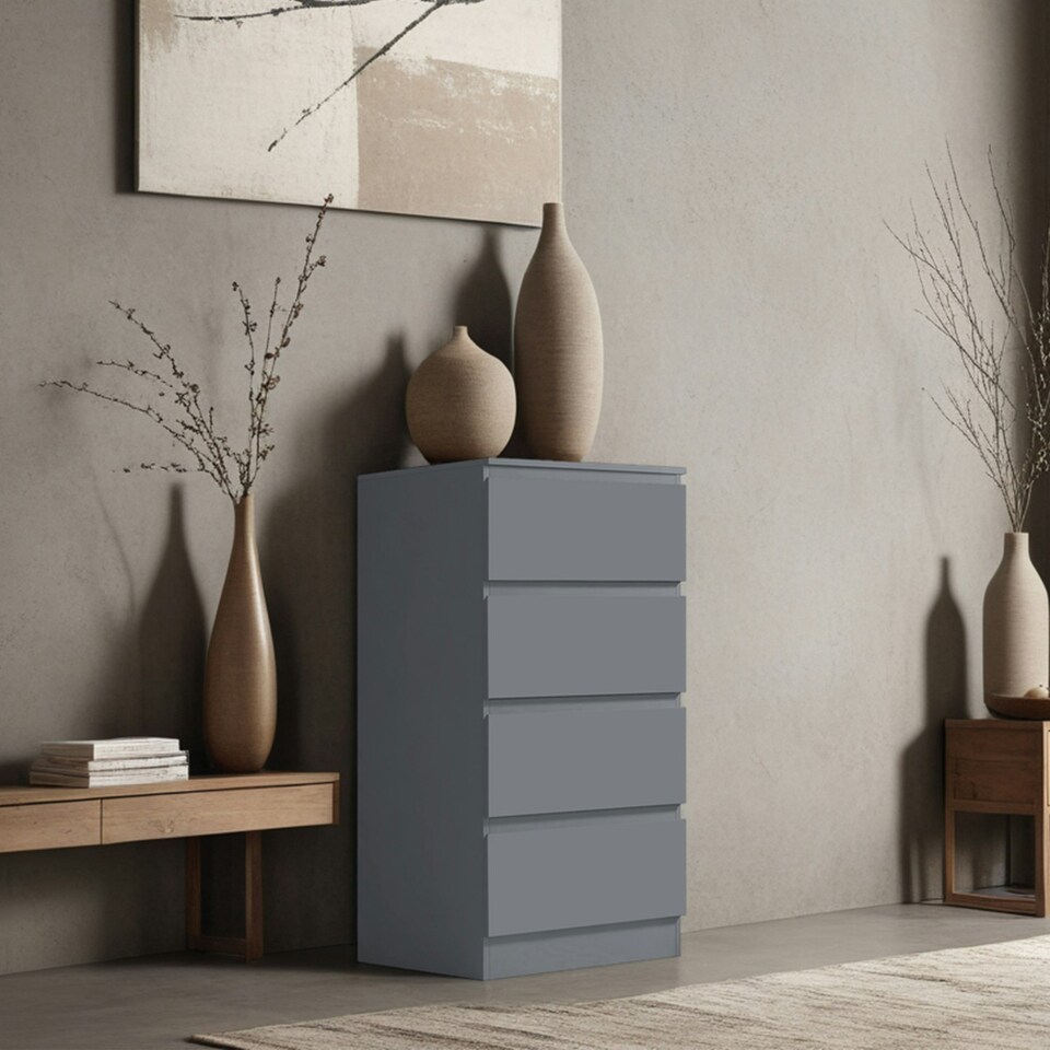 image 1 of FWStyle Stora 4 Drawer Chest of Drawers - Matt Dark Grey