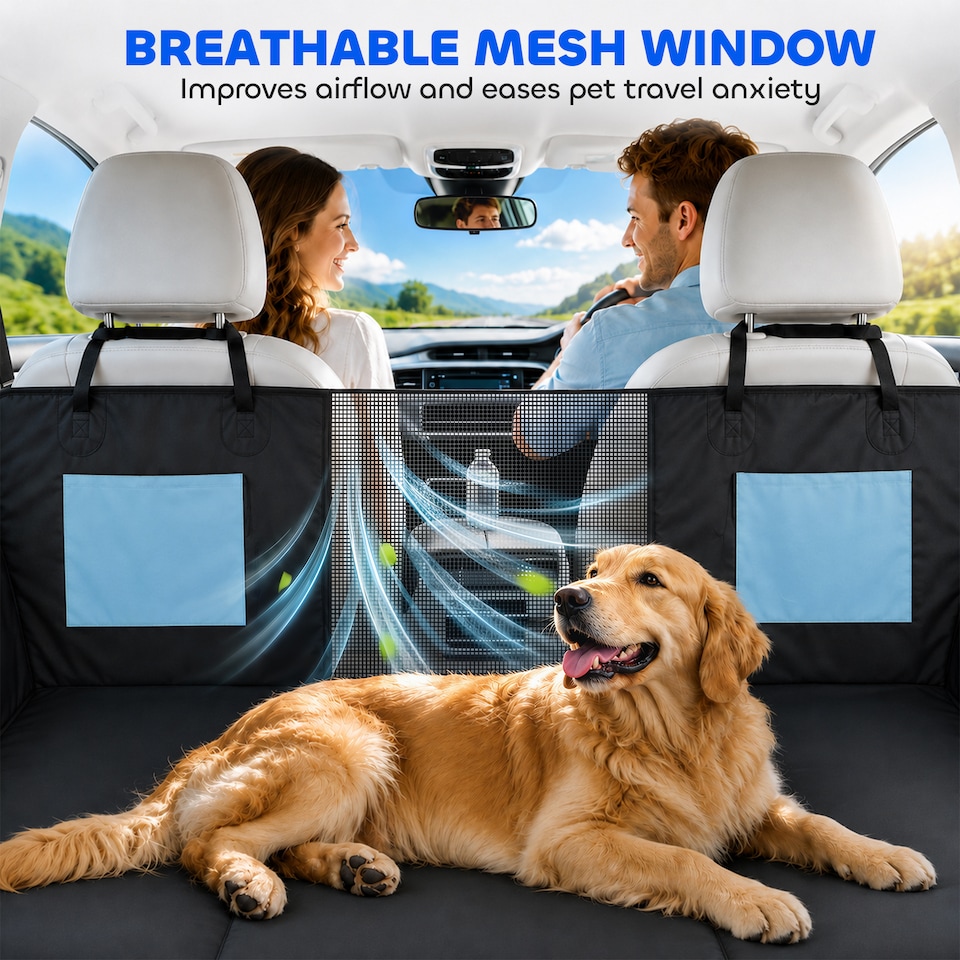 image 1 of PawHut Dog Car Seat Cover, Waterproof Dog Travel Hammock, Blue