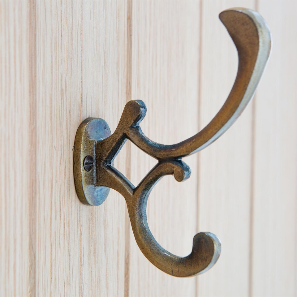 image 1 of Hammer & Tongs Ornamental Hat & Coat Hook - W30mm x H130mm - Brass