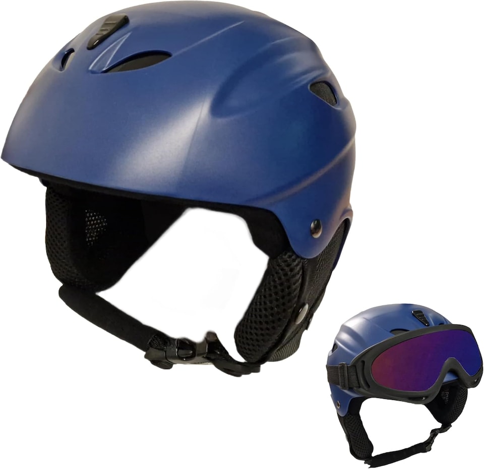 image 1 of Awe ABS Junior-Adult Ski-Snowboard Helmet Matt Blue 55-58cm - Goggle Compatible