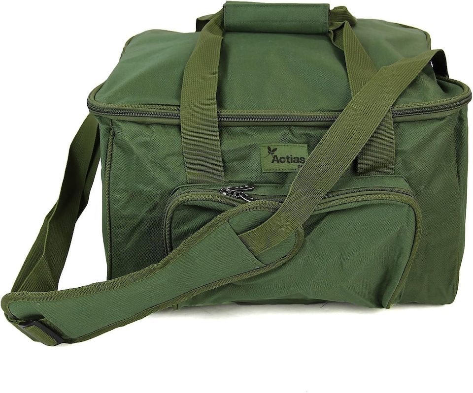 image 1 of Actiaspet Carp & Coarse Fishing Tackle Bag Green Carryall with Padded Shoulder Strap, External Pocket & Rubber Feet, 40cm x 30cm x 26cm