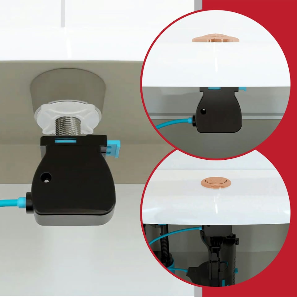 image 1 of SPARES2GO Universal Toilet Cistern Dual Flush Push Button Kit for 20mm 40mm 50mm 60mm Lid Hole (Brushed Copper)