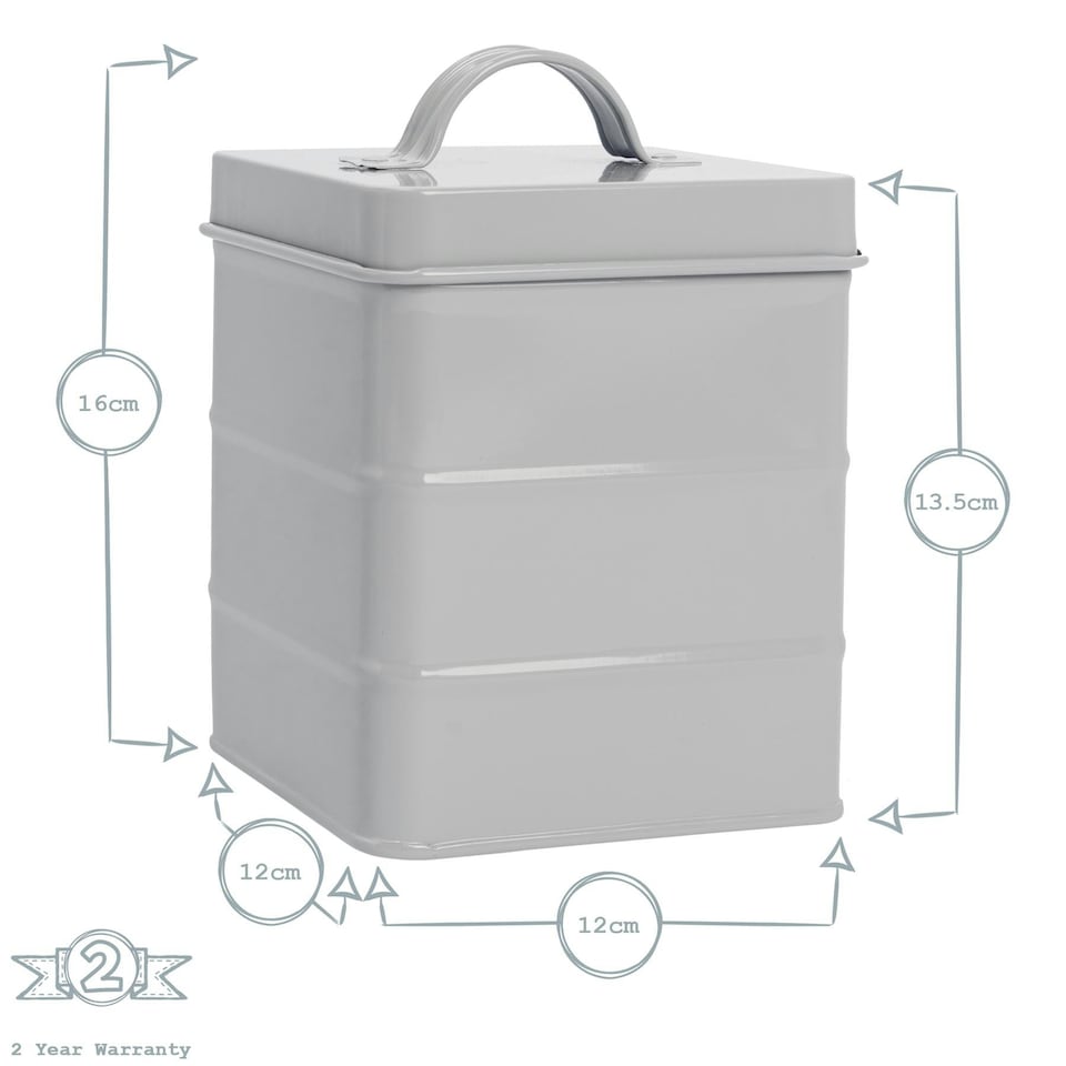 image 1 of Harbour Housewares Grey Vintage Metal Kitchen Tea Canister Kitchen Caddy Kitchen Storage Containers Canisters