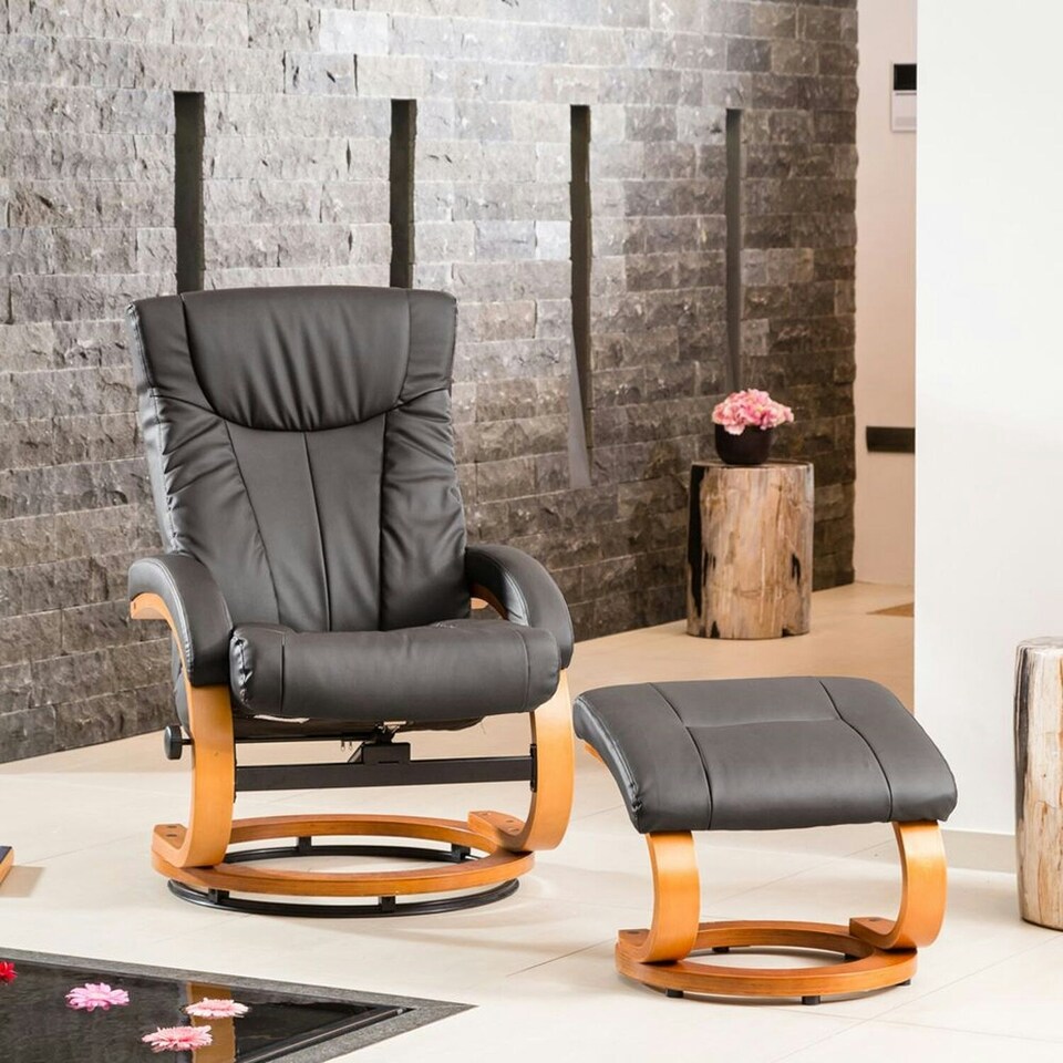 image 1 of Modena Swivel Recliner and Footstool - Grey