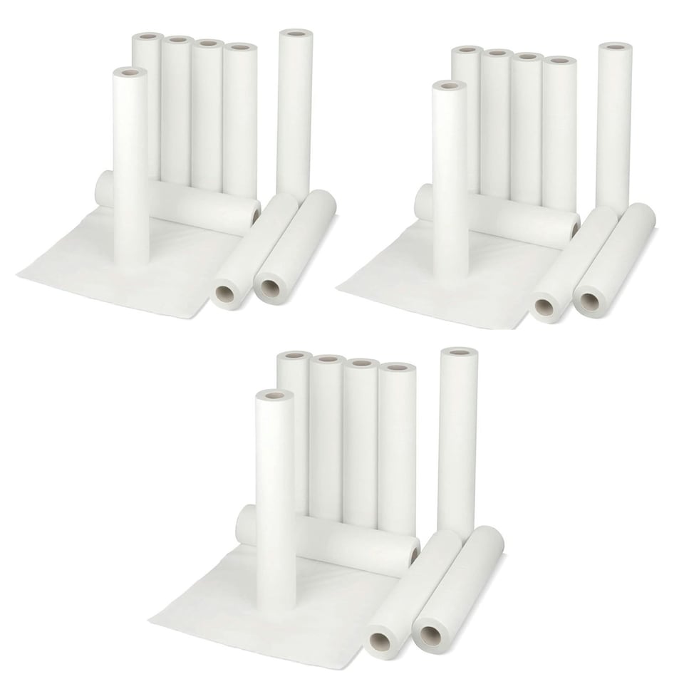 image 1 of 2 x White Hygiene Couch Roll 20"x40m Rolls Great For Medical Practices, Massage Tables & Beauty Rooms