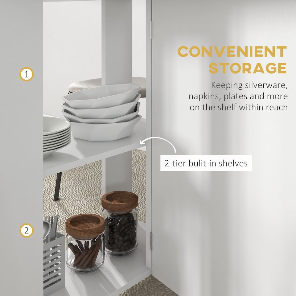 image 1 of HOMCOM Folding Dining Table for Small Spaces with 2-tier Shelves White