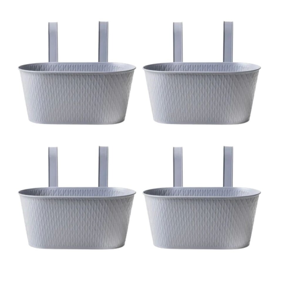 FabFinds Over Fence Diamond Planter Grey 26.5cm 4 Pack