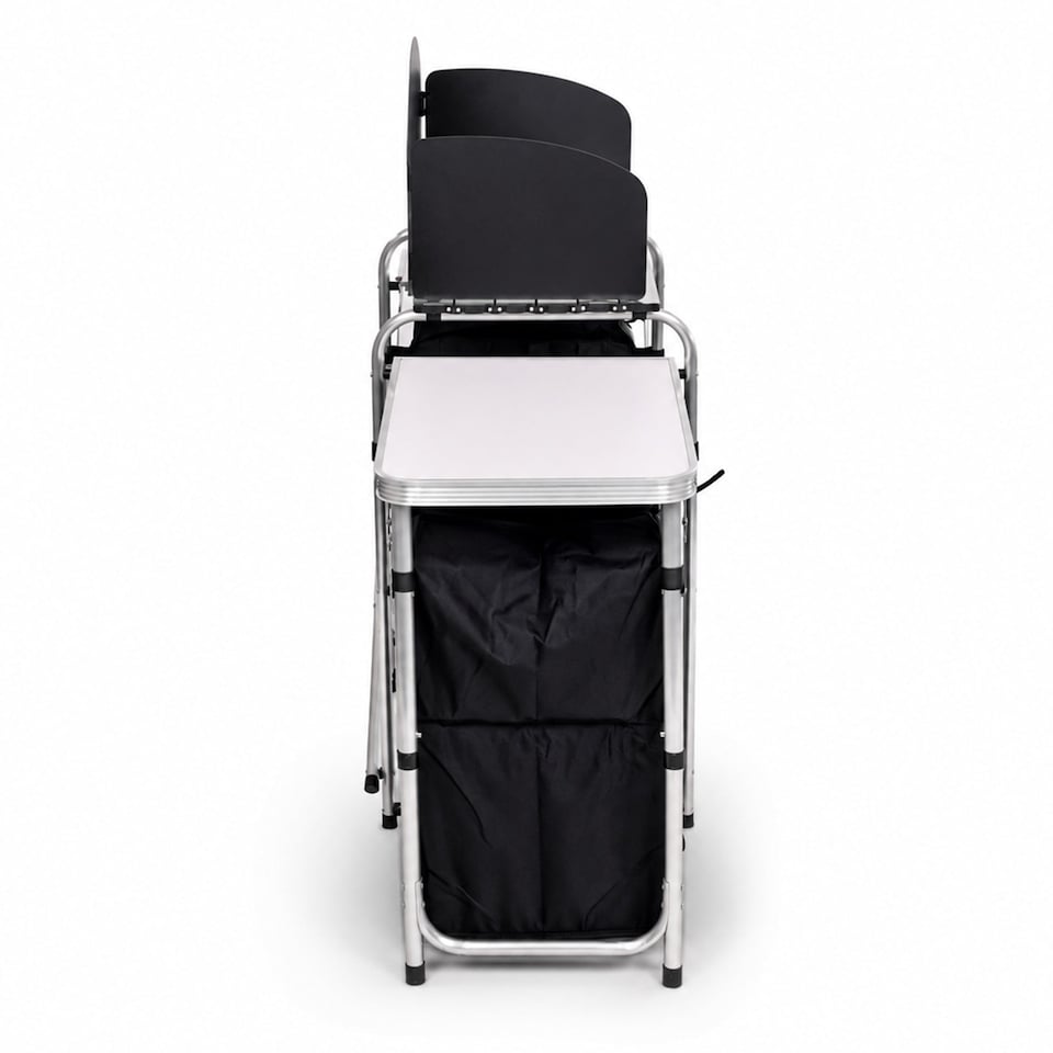 image 1 of Large Portable Folding Outdoor Aluminium Camping Travel Kitchen Work Top | Black