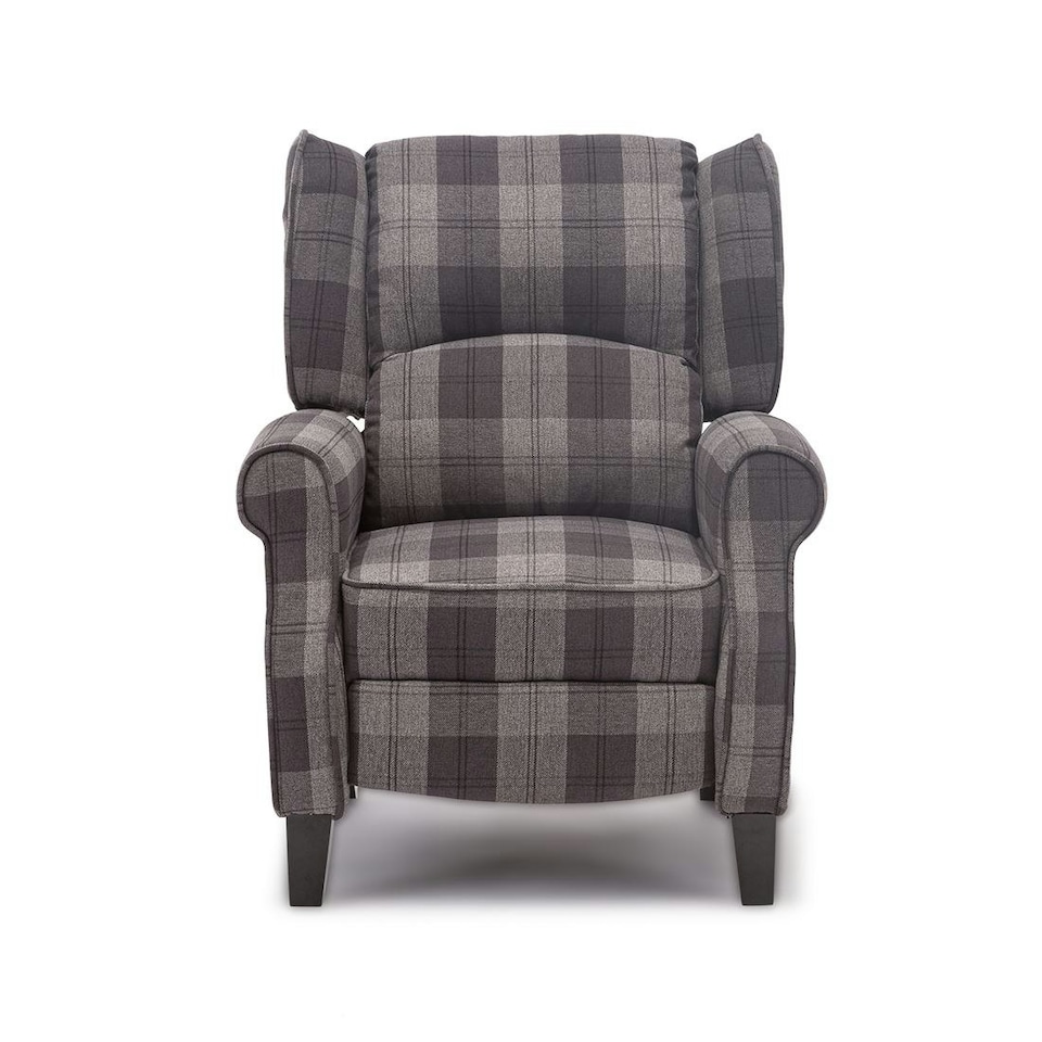 image 1 of Windsor Wingback Signature Linen Tweed Pushback Recliner Armchair Grey | Grey