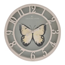 Country Living Outdoor Clock - Butterfly 25cm Green