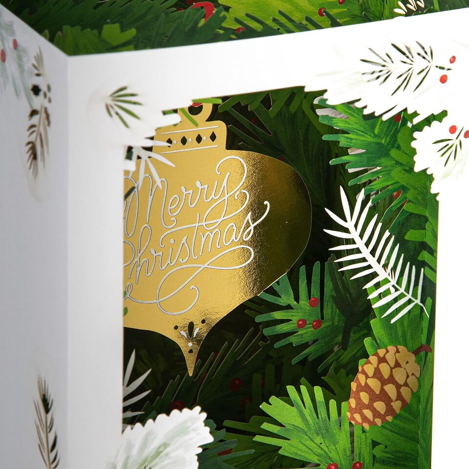 image 1 of Traditional 3D Pop Up Bauble Design for Both Christmas Card