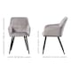 image 7 of Set of 6 Camden Modern Velvet Dining Chairs with Armrests, Quilted Design & Black Metal Legs Grey | Light Grey