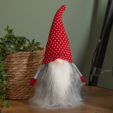 34cm Festive Gonk Cuddly Santa Indoor Christmas Plush Decoration in Spotty Hat