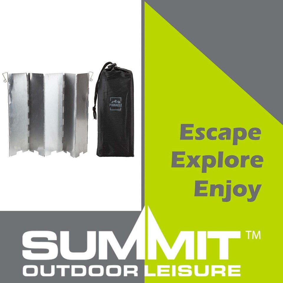image 1 of vfm-estore Stove Shield 5-Panel Aluminium Cover - Ground-Pegged, Foldable Carry Bag Included