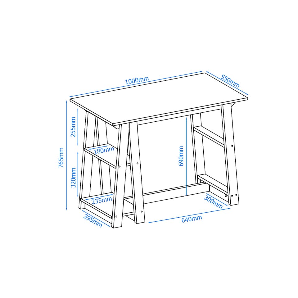 image 1 of Penzance Desk in Light Brown / Black | Brown | Light Brown/Black | 100 x 55cm