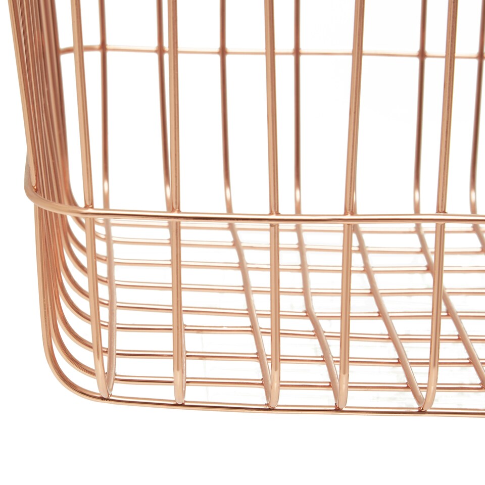 image 1 of Interiors By Premier Stylish Sturdy Square Basket, Functional Wireframe Basket For Kitchen, High Quality Contemporary Basket | Gold