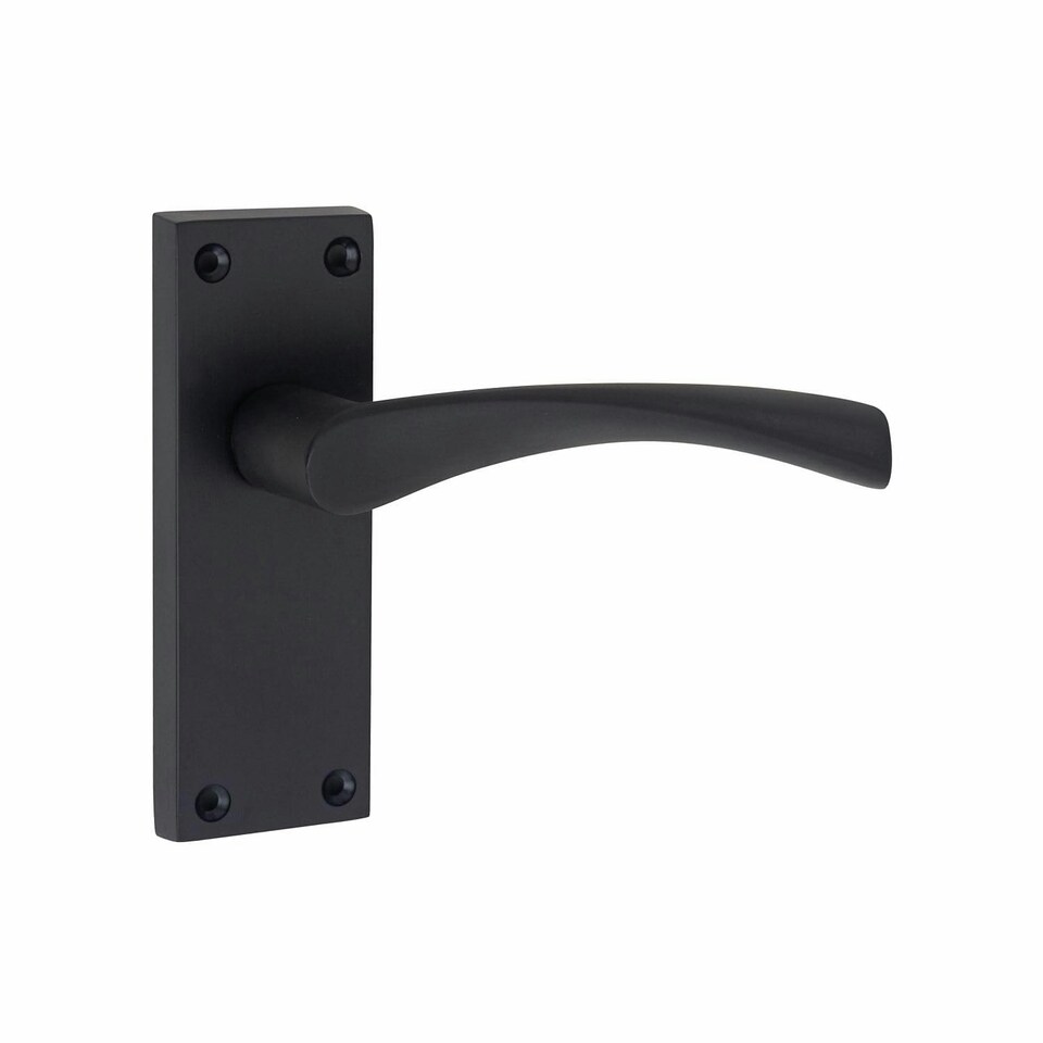 image 1 of Golden Grace 5 Pairs Victorian Scroll Astrid Door Handles Latch in Matt Black Finish - 120mm x 40mm Backplate Black