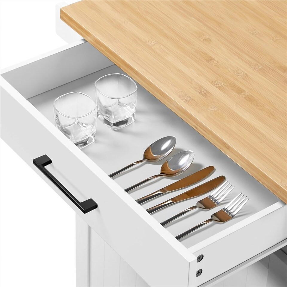 image 1 of Yaheetech Kitchen Island Cart with Spice Rack Storage