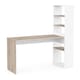 image 6 of FURNICOMP Echo Corner Office Desk with Bookcase - Matt White & Oak