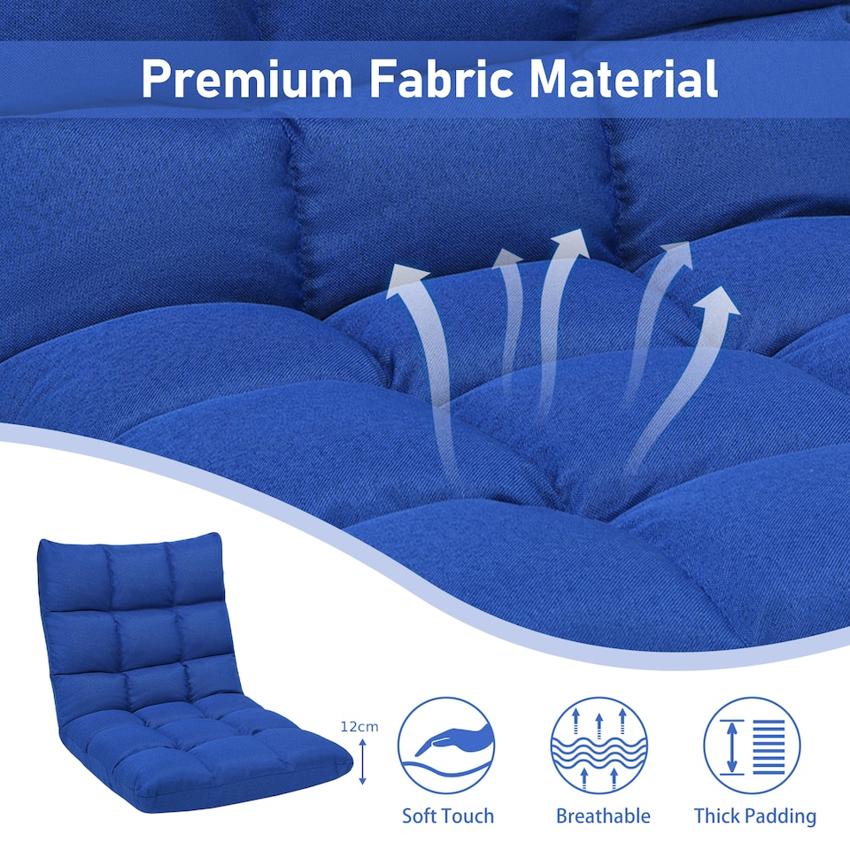 image 1 of COSTWAY 14 Position Adjustable Floor Chair Video Gaming Sofa Chair Blue