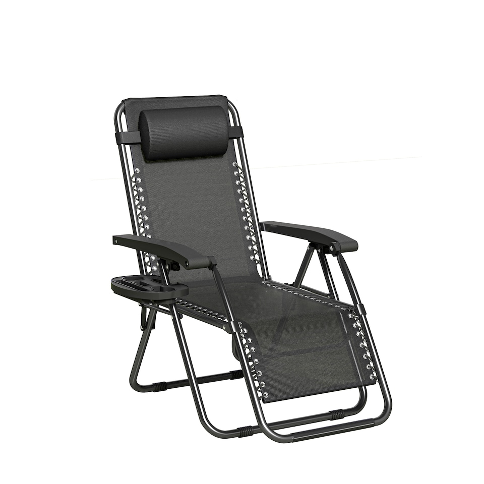 Zero Gravity Garden Recliner Chair Outdoor Sun Lounger Black