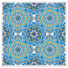 Floral and geometric embellished tiles (Picutre Frame) White | M