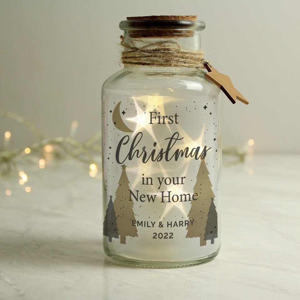 image 1 of Personalised Christmas Tree LED Glass Jar